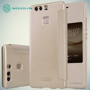 Nillkin с умным окном чехол книжка для Huawei P9 Plus - Sparkle Case Золотой