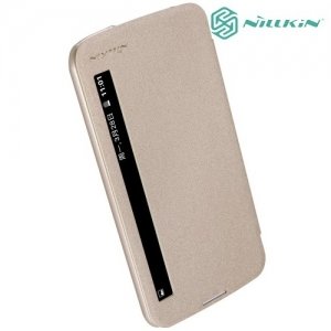 Nillkin с умным окном чехол книжка для LG K10 K410 K430DS - Sparkle Case Золотой