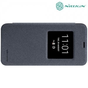 Nillkin с умным окном чехол книжка для LG Q6 M700AN / Q6a M700 - Sparkle Case Серый