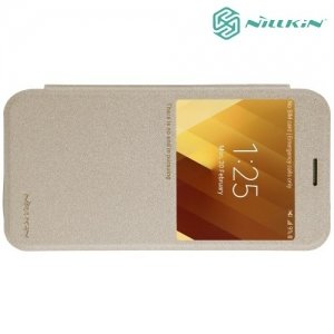 Nillkin с окном чехол книжка для Samsung Galaxy A3 2017 SM-A320F - Sparkle Case Золотой