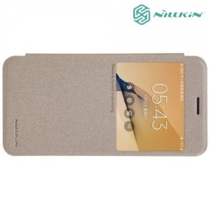 Nillkin с окном чехол книжка для Samsung Galaxy J5 Prime - Sparkle Case Золотой