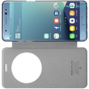 Nillkin с умным окном чехол книжка для Samsung Galaxy Note 7 - Sparkle Case Серый