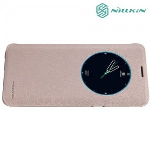 Nillkin с умным окном чехол книжка для Samsung Galaxy S6 Edge+ - Sparkle Case Золотой