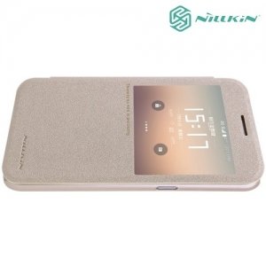 Nillkin с окном чехол книжка для Samsung Galaxy S7 - Sparkle Case Золотой
