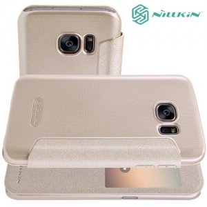 Nillkin ультра тонкий чехол книжка для Samsung Galaxy S7 - Sparkle Case Золотой 