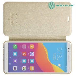 Nillkin ультра тонкий чехол книжка для Huawei Honor 7C Pro - Sparkle Case Золотой
