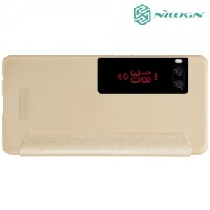 Nillkin ультра тонкий чехол книжка для Meizu Pro 7 - Sparkle Case Золотой