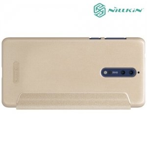 Nillkin ультра тонкий чехол книжка для Nokia 8 - Sparkle Case Золотой