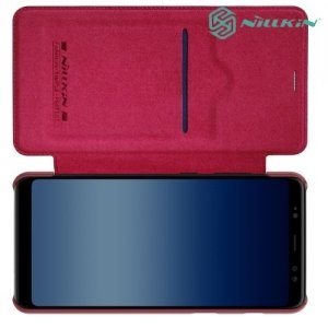 Nillkin Qin Series кожаный чехол книжка для Samsung Galaxy A8 Plus 2018 - Красный 