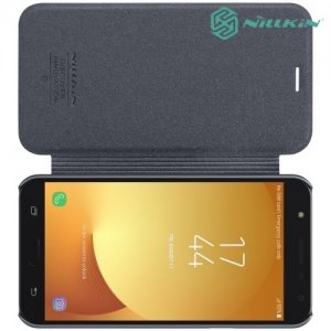 Nillkin ультра тонкий чехол книжка для Samsung Galaxy J7 Neo - Sparkle Case Серый 