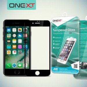 OneXT Закругленное защитное 3D стекло для iPhone 8 Plus / 7 Plus на весь экран - Черный