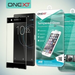 OneXT Закругленное защитное 3D стекло для Sony Xperia XA1 на весь экран - Черный