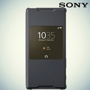 Оригинальный чехол-подставка с умным окном SCR46 для Sony Xperia Z5 Premium - Черный