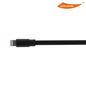 Плоский Кабель Lightning для iPhone и iPad YellowKnife MFi сертифицированный - черный