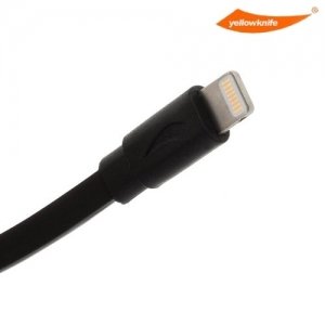 Плоский Кабель Lightning для iPhone и iPad YellowKnife MFi сертифицированный - черный