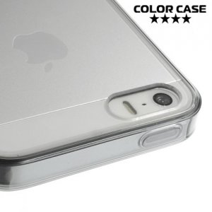 Прозрачный чехол на iPhone SE с черными ребрами