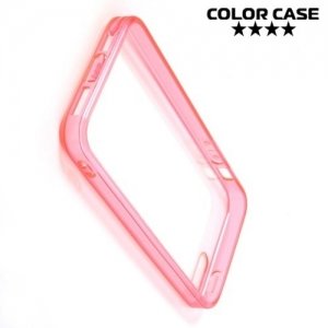 Прозрачный чехол на iPhone SE с розовыми ребрами