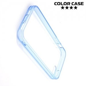 Прозрачный чехол на iPhone SE с голубыми ребрами