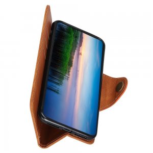 PU Кожаный Чехол Книжка с Кошельком и Подставкой для Samsung Galaxy M30s Коричневый