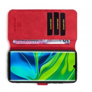 PU Кожаный Чехол Книжка с Кошельком и Подставкой для Xiaomi Mi Note 10 Красный