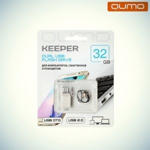 Флешка для телефона OTG microUSB+USB2.0 Qumo Keeper 32Гб