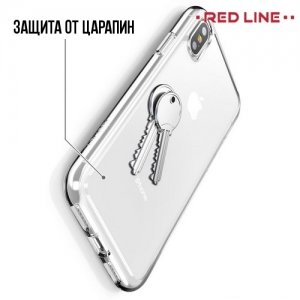 Red Line силиконовый чехол для iPhone Xs / X - Прозрачный