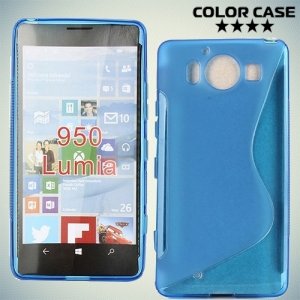 Силиконовый чехол для Microsoft Lumia 950 - S-образный Синий