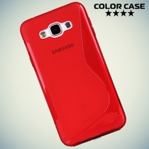 Силиконовый чехол для Samsung Galaxy E7 - S-образный Красный
