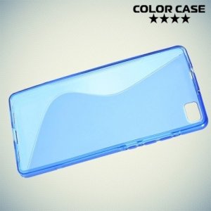 Силиконовый чехол для Huawei P8 Lite - Синий S-образный