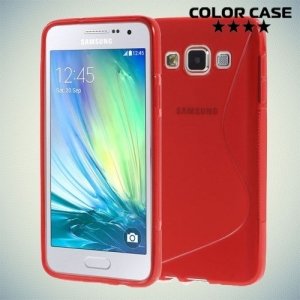 Силиконовый чехол для Samsung Galaxy A3 - красный S-образный