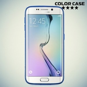 Силиконовый чехол для Samsung Galaxy S6 Edge - синий S-образный