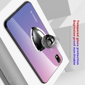 Силиконовый Градиентный Стеклянный Чехол для Huawei Honor 8S / Y5 2019 Светло Розовый