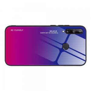 Силиконовый Градиентный Стеклянный Чехол для Huawei P40 lite E Фиолетовый / Розовый