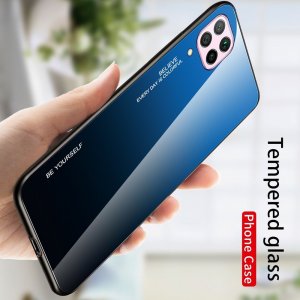Силиконовый Градиентный Стеклянный Чехол для Huawei P40 Lite Синий / Черный