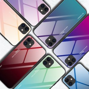Силиконовый Градиентный Стеклянный Чехол для iPhone 12 Pro Max 6.7 Синий / Черный