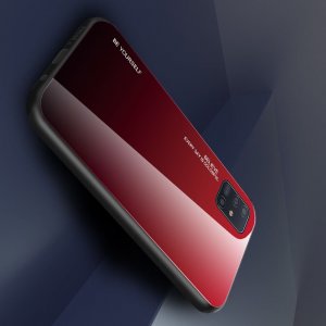 Силиконовый Градиентный Стеклянный Чехол для Samsung Galaxy A51 Красный / Черный