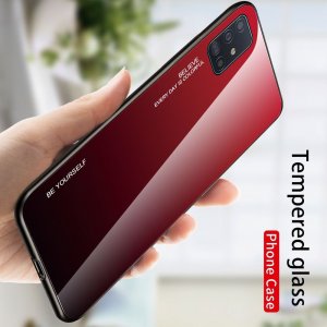 Силиконовый Градиентный Стеклянный Чехол для Samsung Galaxy A51 Красный / Черный
