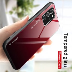 Силиконовый Градиентный Стеклянный Чехол для Samsung Galaxy Note 20 Ultra Красный / Черный