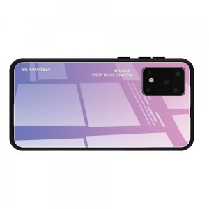 Силиконовый Градиентный Стеклянный Чехол для Samsung Galaxy S20 Розовый