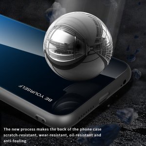 Силиконовый Градиентный Стеклянный Чехол для Xiaomi Redmi Note 10 Бирюзовый / Синий
