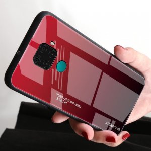 Силиконовый Градиентный Устойчивый к Царапинам Стеклянный Чехол для Huawei Mate 30 Lite Красный / Черный