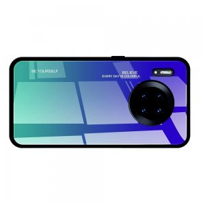 Силиконовый Градиентный Устойчивый к Царапинам Стеклянный Чехол для Huawei Mate 30 Pro Фиолетовый / Синий