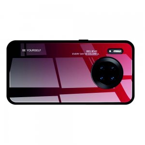 Силиконовый Градиентный Устойчивый к Царапинам Стеклянный Чехол для Huawei Mate 30 Pro Красный / Черный