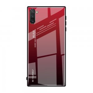 Силиконовый Градиентный Устойчивый к Царапинам Стеклянный Чехол для Samsung Galaxy Note 10 Красный / Черный