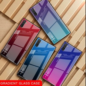 Силиконовый Градиентный Устойчивый к Царапинам Стеклянный Чехол для Samsung Galaxy Note 10 Золотой / Розовый