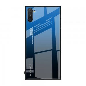 Силиконовый Градиентный Устойчивый к Царапинам Стеклянный Чехол для Samsung Galaxy Note 10 Синий / Черный