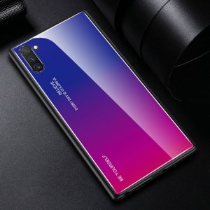 Силиконовый Градиентный Устойчивый к Царапинам Стеклянный Чехол для Samsung Galaxy Note 10 Синий / Розовый