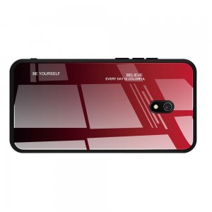 Силиконовый Градиентный Устойчивый к Царапинам Стеклянный Чехол для Xiaomi Redmi 8A Красный / Черный