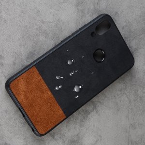 Силиконовый Защитный Чехол с Покрытием из PU Кожи для Meizu Note 9 Черный