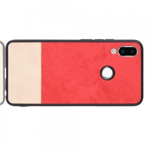 Силиконовый Защитный Чехол с Покрытием из PU Кожи для Meizu Note 9 Красный